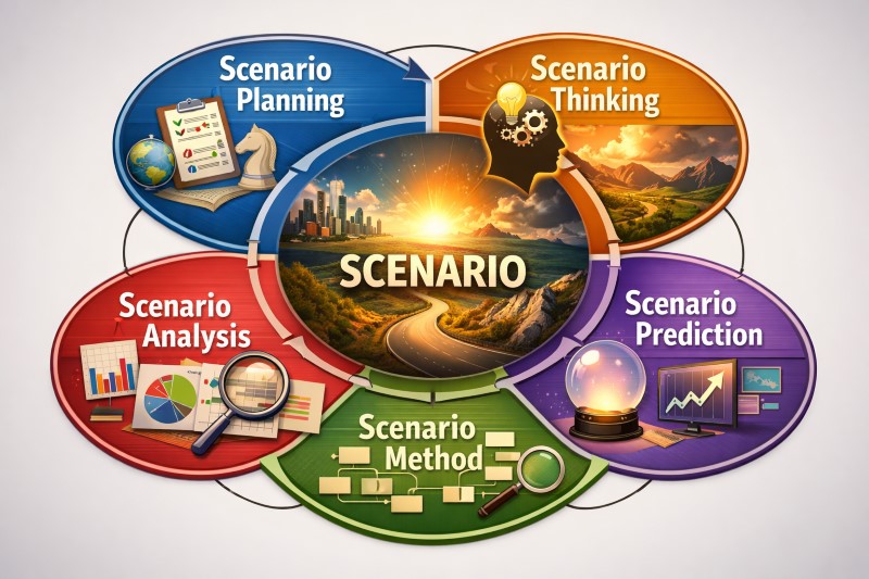 Scenario planning, scenario analysis, scenario prediction, scenario method and Business Intelligence